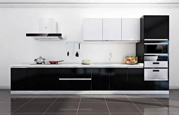 黑色一字型櫥柜效果圖