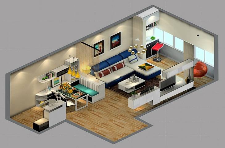 藍(lán)色愛(ài)琴?？蛷d家居設(shè)計(jì)效果圖