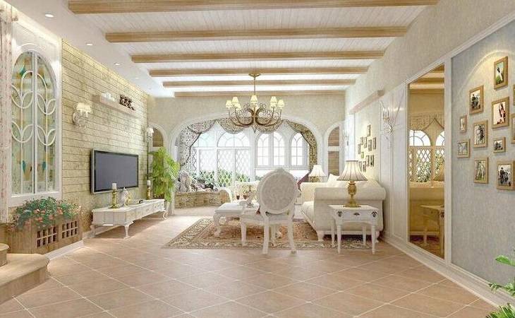 歐式田園風格客廳整體效果